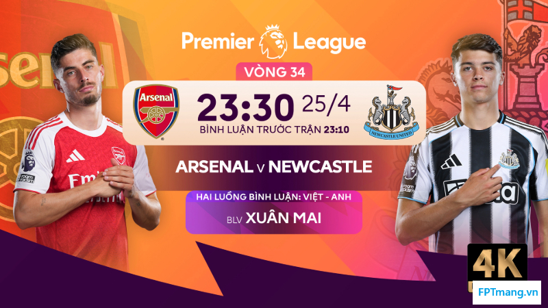 Xem trực tiếp Arsenal vs Newcastle (23:30 ngày 25/4)