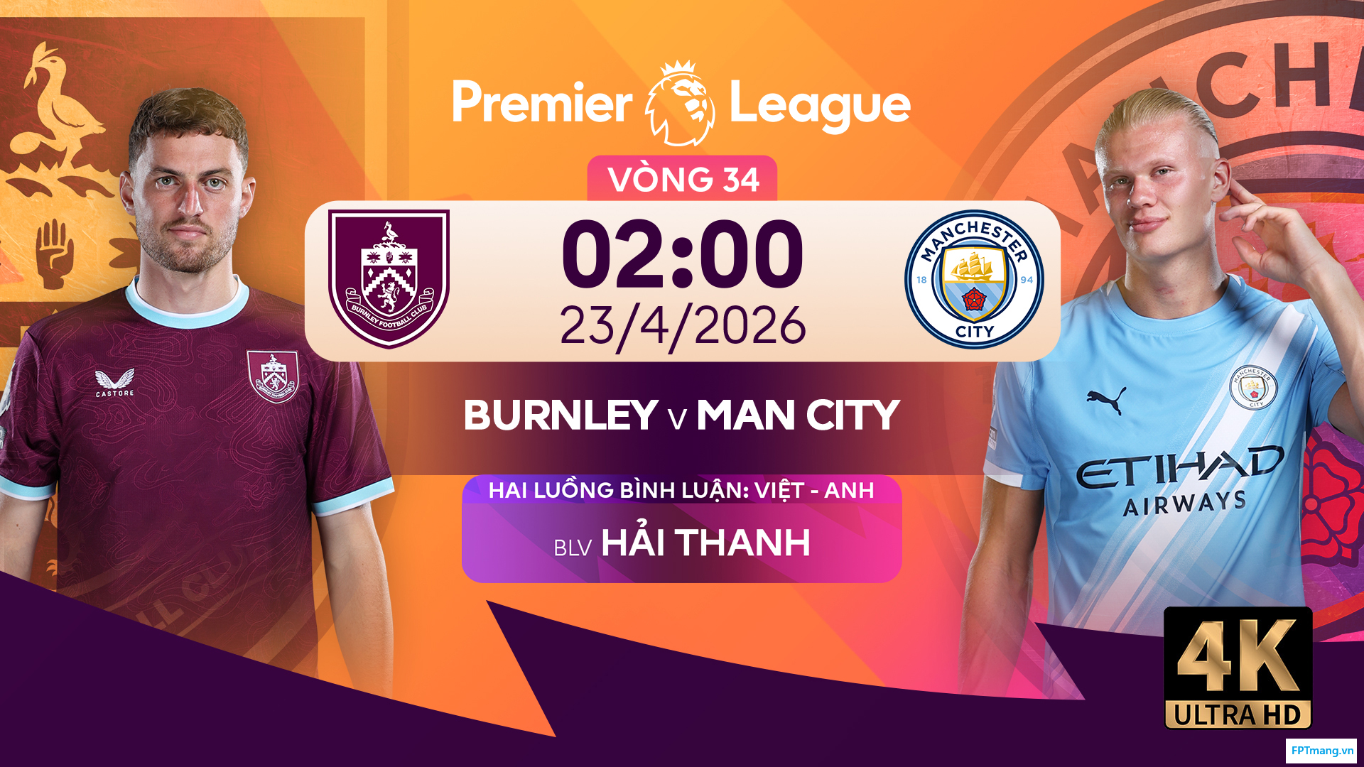 Xem trực tiếp Burnley vs Man City (2:00 23/4)